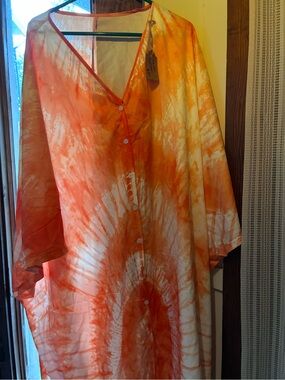 PLUS Tie-Dye Button Front Kaftan